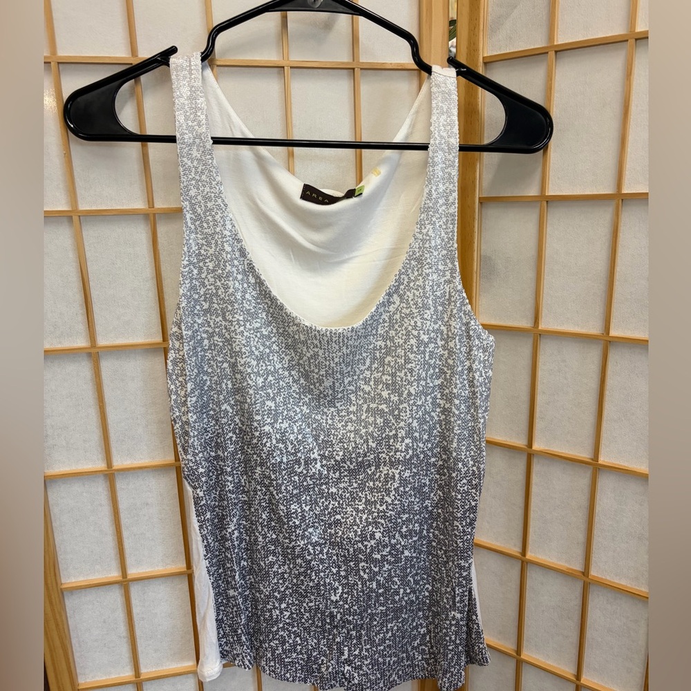 AREA Silver and White Tank Top